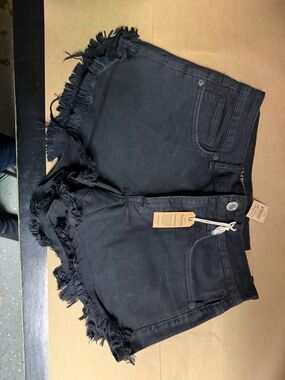 American Eagle Outfitters Black Frayed Hem Denim Shorts